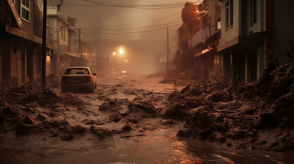 Natural Disaster, Flash Flood in the City.