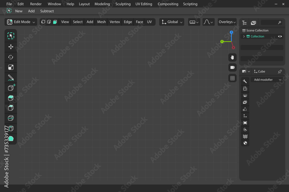 Fototapete graphic design application panel. digital program for drawing toolbar for creating and composing vid
