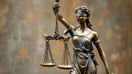 Statue of justice with scales of justice, legal law concept