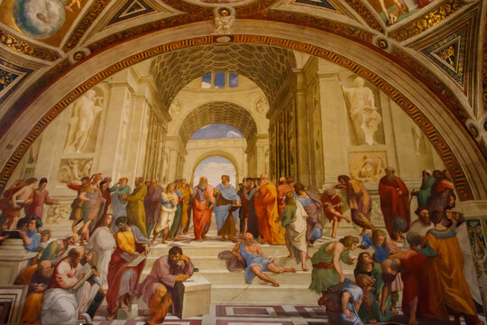 School of Athens, 1509-1511 fresco by the Italian Renaissance artist Raphael in Raphael Rooms, Vatican Museum