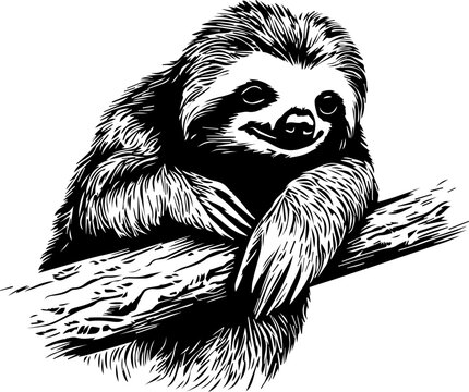 sloth vector design, isolated background, hand drawn illustration style