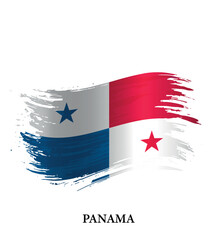 Grunge flag of Panama, brush stroke vector