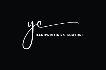 YC initials Handwriting signature logo. YC Hand drawn Calligraphy lettering Vector.  YC letter real estate, beauty, photography letter logo design.