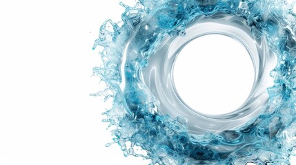Modern rounded blue water splash design element for advertising on white background