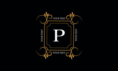 Creative letter P logo emblem. Monogram for company branding, business, sign, heraldry, label.