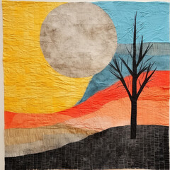 Abstract painting.Color graphics and collage. Painting in the interior. A modern poster. Generative AI