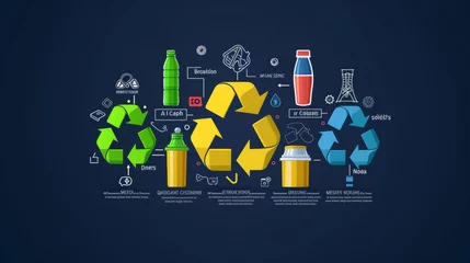 Fotobehang Visual breakdown of recyclable and non recyclable items with space for labels and explanations © Ilja