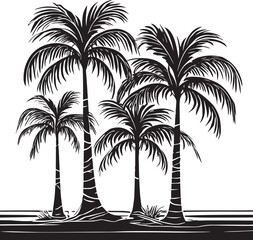 An illustration of a palm trees landscape.