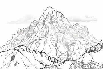 line art of a mountain