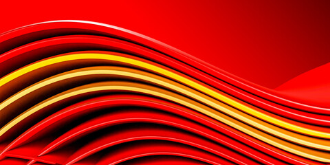 3d Rendering Golden Elegance Red and Gold Curve Abstract Background