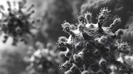 Electron Microscope Capture of an Virus Approaching Human Cel