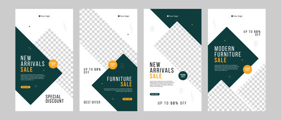 furniture sale social media instagram stories template collection 