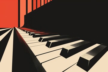 Piano keyboard close up view