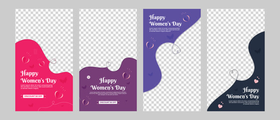 international women day instagram stories collection template. story instagram vector illustrator. 