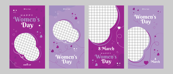 international women day instagram stories collection template. story instagram vector illustrator. 