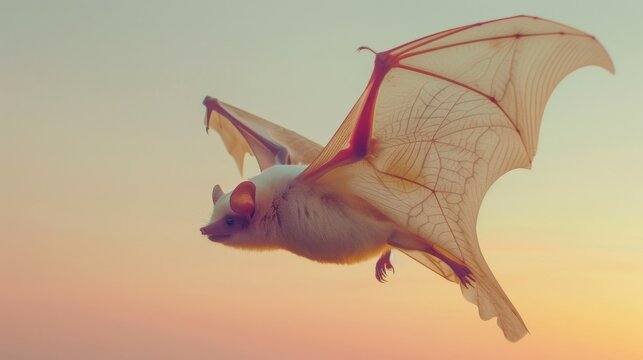 A majestic mammal, the common pipistrelle bat, gracefully soars through the sky, blending seamlessly with the outdoor landscape