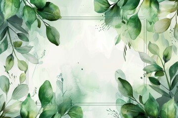 watercolor green leaves background design
