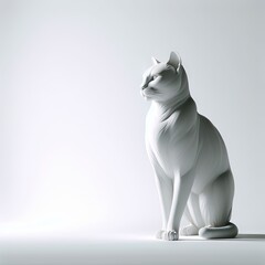 Elegant White Cat Sculpture, Artistic Feline Figure, Modern Art Design