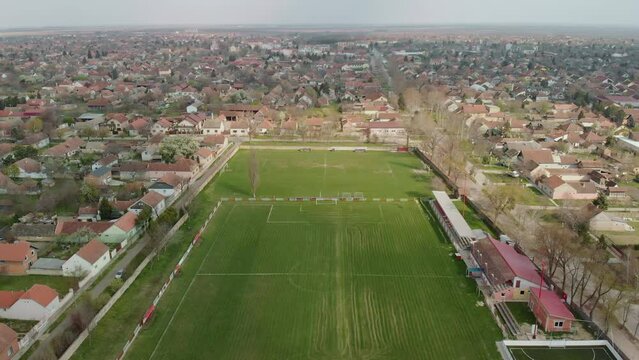 Aerial View of Small Suburban Town of Temerin
