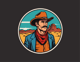 Texas cowboy colorful vintage sticker