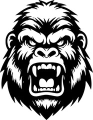 gorilla head, animal illustration