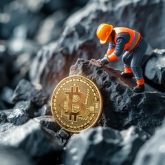 Conceptual image for bitcoin mining and discovery crypto currency
