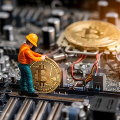 Conceptual image for bitcoin mining and discovery crypto currency
