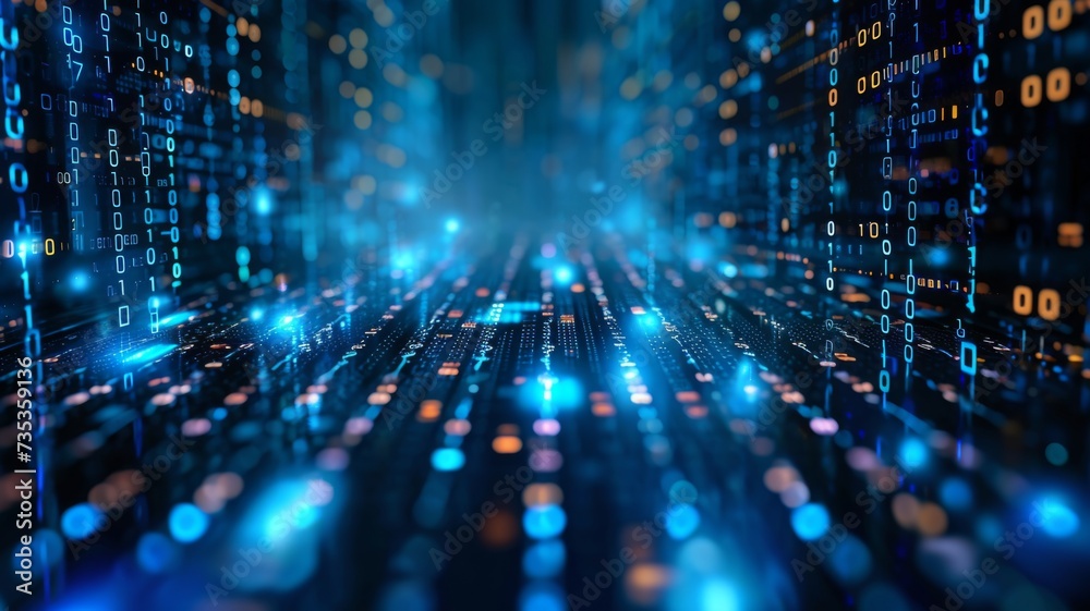 Poster abstract background of flowing data streams in a digital environment, symbolizing connectivity and i