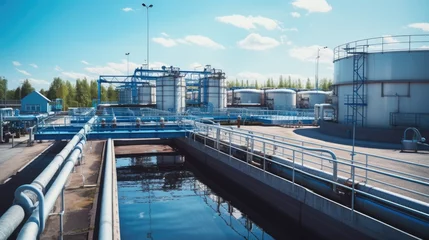 Poster Modern wastewater treatment plant of chemical factory. Water purification tanks © Lubos Chlubny
