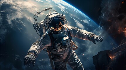 Astronaut's Journey Beyond Earth - Astronauts Celebrate International Day of Human Space Flight - obrazy, fototapety, plakaty