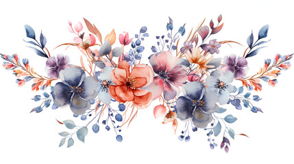 Artistic watercolor plant and flower illustrations on white background