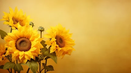 Rolgordijnen sunflowers on a yellow background © عبدالمقصود الدمياطي
