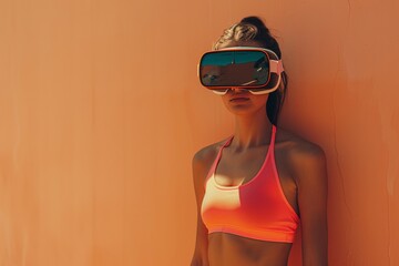 a woman in a bikini is wearing a virtual reality headset