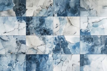 the tiles are blue, white, and grey Generative AI