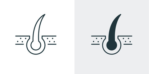 Hair follicle line and solid icon vector. Follicle, hair, root, shampoo, Hair bulb follicle, shampoo treatment, dandruff icons illustration