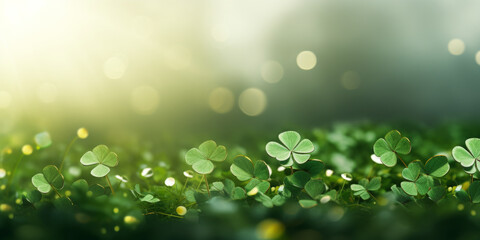 Field of Clover under a Sunlit Bokeh Effect Background