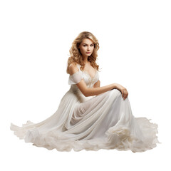 bride in dress isolated on white and transparent background. Ideal for use in advertising. Generative ai
