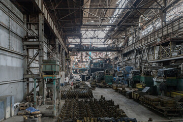 Destroyed and abandoned metallurgical plant during war in Ukraine.