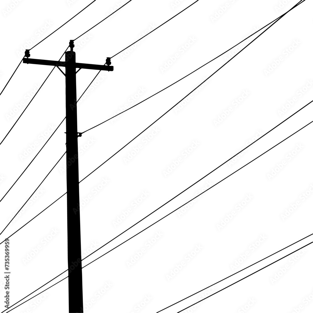 Wall mural power lines on a white background