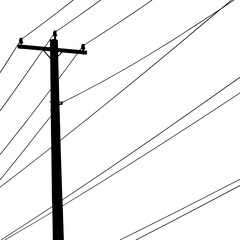 power lines on a white background - obrazy, fototapety, plakaty