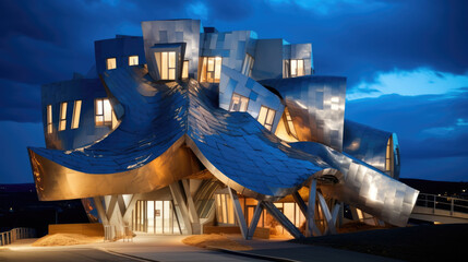 bizarre architecture of art building, creative style comeliness
