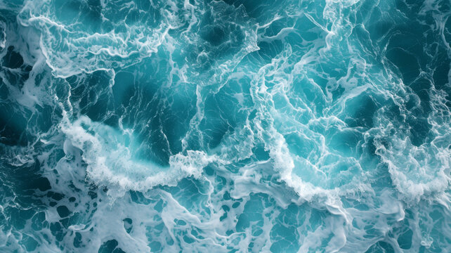 Evening Serenity, Aerial View of Blue Ocean Waves © M.Gierczyk