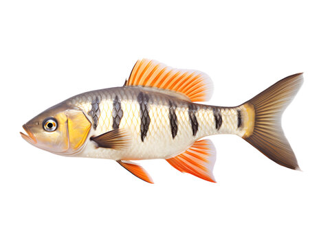 Tiger Barb fish on white background  - Generative AI