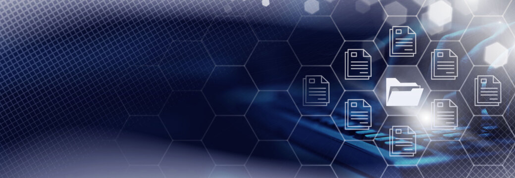  Online documentation database;  document management system DMS concept.  FTP (File Transfer Protocol), Secure FTP. Internet cloud technology, exchange information and data storage concept.