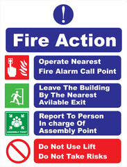 high quality fire action safety sign 