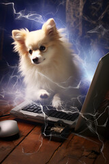 dangerous IT dog with a laptop