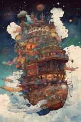 fantasy flighing ship