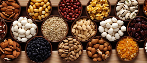 Variety of Nuts and Seeds at a Market Display