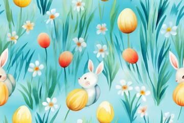 Bunny in a Field of Flowers