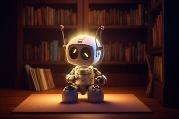 Fototapeta premium books and little android 